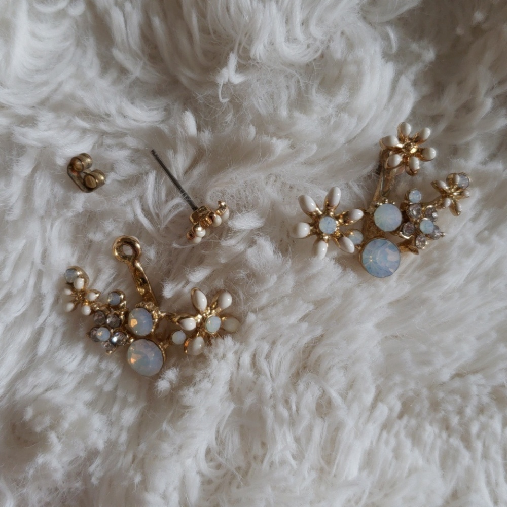 Beautiful Gold and Ivory ear jackets